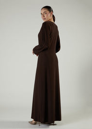 Side Pleat Abaya Chestnut