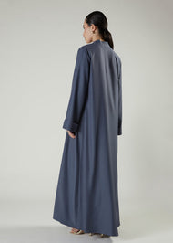 Two Piece Open Abaya Dark Denim
