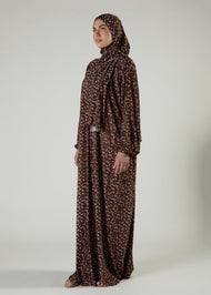 Printed Prayer Abaya Beige Flower