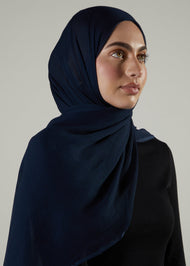 Navy Chiffon Silk Hijab