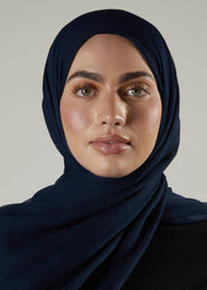 Navy Chiffon Silk Hijab