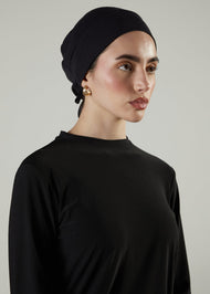 Tie Back Cap Black Hijab Cap