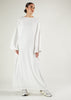 Boat Neck Abaya Off White