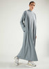 Ribbed Zip Abaya Dusty Blue - Final Sale