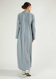 Ribbed Zip Abaya Dusty Blue - Final Sale