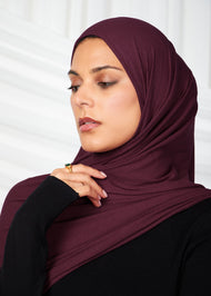 Aubergine Ribbed Jersey Hijab