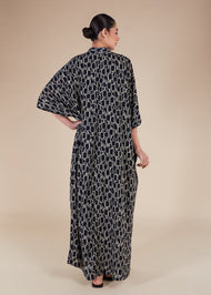 Black Print Shirted Kaftan - Final Sale