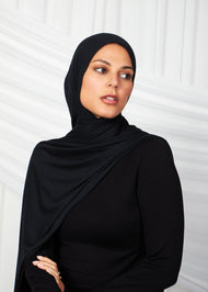 Black Ribbed Jersey Hijab