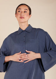 Blue Collared Abaya - Final Sale