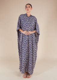 Blue Print Shirted Kaftan - Final Sale