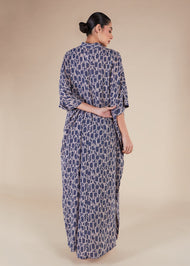 Blue Print Shirted Kaftan