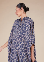 Blue Print Shirted Kaftan - Final Sale