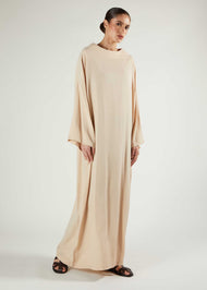 Boat Neck Abaya Natural