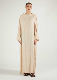Boat Neck Abaya Natural