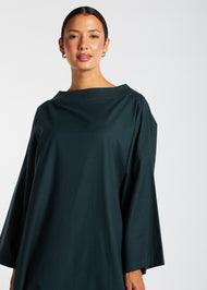 Boat Neck Cotton Abaya Green