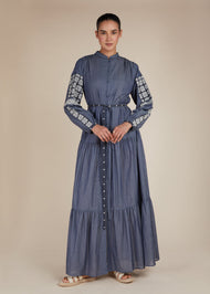 Boho Denim Tiered Maxi - Final Sale