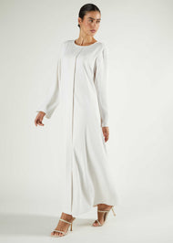 Box Pleat Abaya Off White