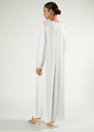 Box Pleat Abaya Off White - Final Sale