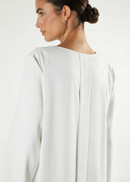 Box Pleat Abaya Off White