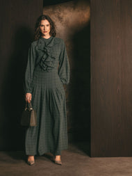 Ruffle Neck Maxi Sea Green