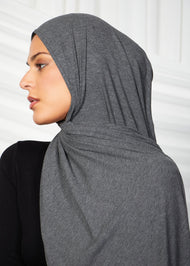 Charcoal Ribbed Jersey Hijab