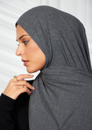 Charcoal Ribbed Jersey Hijab