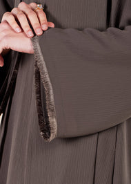 Fringed Open Abaya Mauve - Final Sale