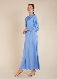 Mandarin Neck Maxi Blue - Final Sale