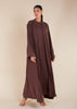 Two Piece Open Abaya With Slip Mocha