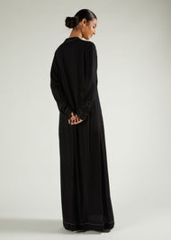Contrast Stitch Abaya Black