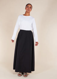 Cotton Poplin Skirt Black