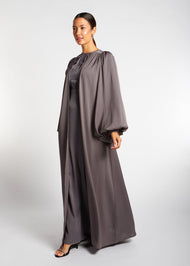 Crinkle Open Abaya Charcoal