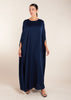 Add a touch of elegance to your wardrobe with our Crinkled Kaftan Navy. Made from a lightweight soft crinkle non-crease fabric, this gown is perfect for warmer weather. Dark blue loose fit kaftan