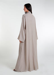 Crinkled Open Abaya Sand