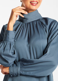 Crystal Blue Pleat Abaya