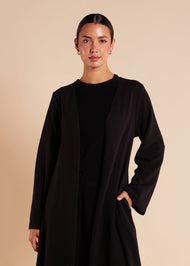 Long Fleece Cardy Black - Final Sale