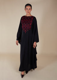 Floaty Tatreez Kaftan Black - Final Sale