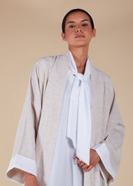 Layered Linen Feel Open Jacket