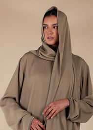 Pave Trim Abaya Nude