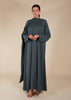 Pave Trim Abaya Grey