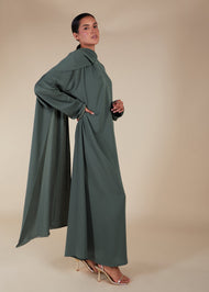 Pave Trim Abaya Sage