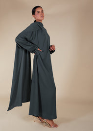 Pave Trim Abaya Grey