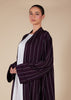 Pinstripe Plum Open Abaya