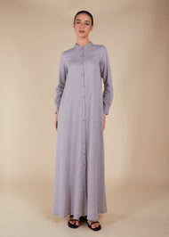 Button Through Abaya Light Grey - Final Sale