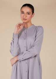 Button Through Abaya Light Grey - Final Sale