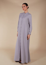 Button Through Abaya Light Grey - Final Sale