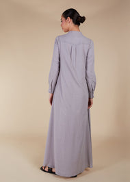 Button Through Abaya Light Grey - Final Sale