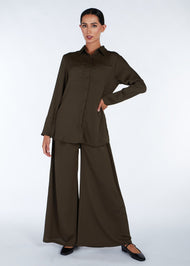 Cheesecloth Flared Trousers Brown - Final Sale