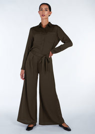 Cheesecloth Flared Trousers Brown - Final Sale