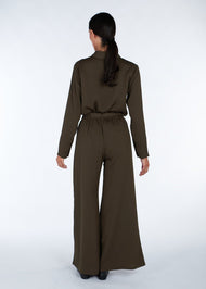 Cheesecloth Flared Trousers Brown - Final Sale